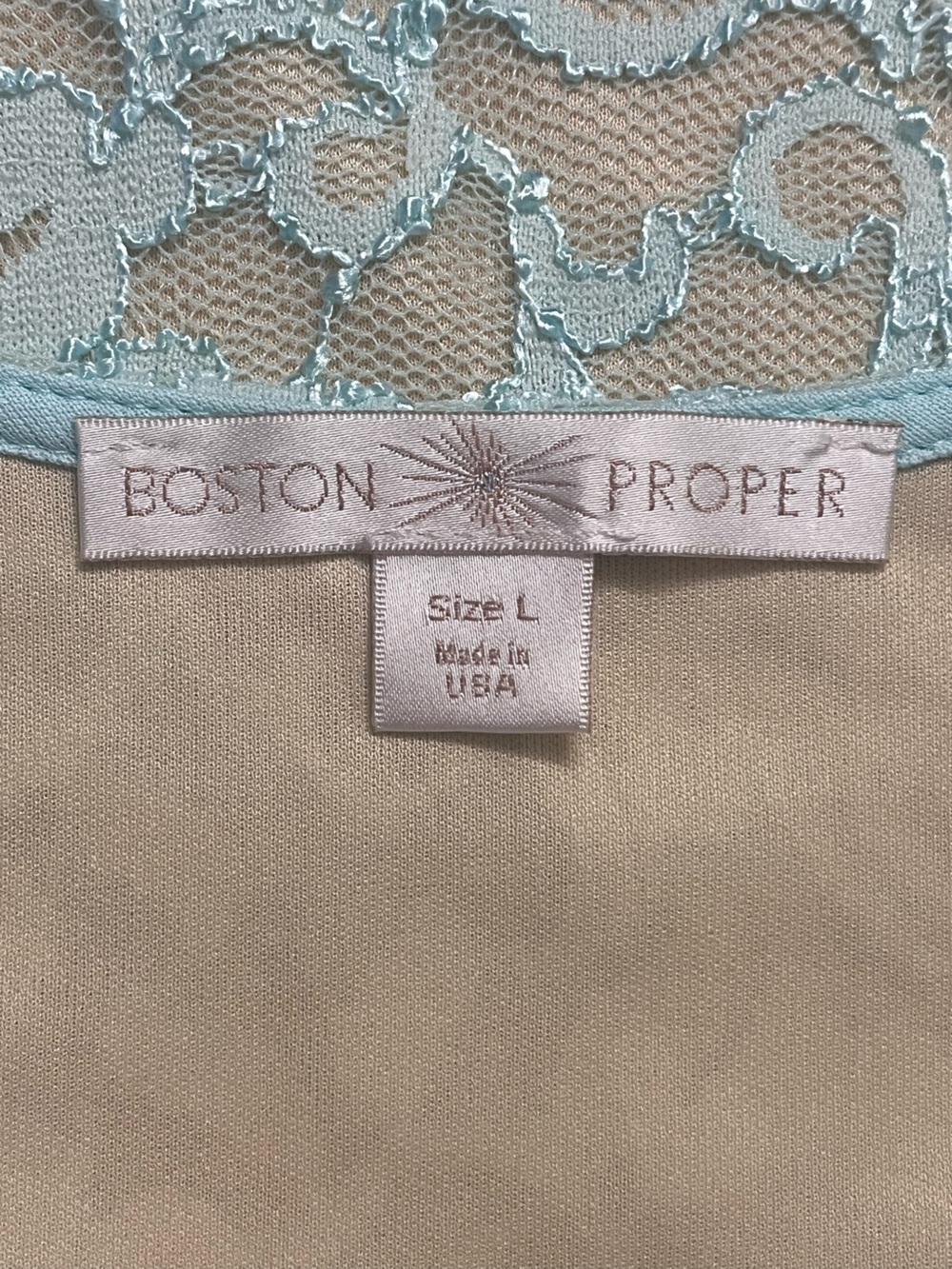 Boston Proper Minty Green Lace Overlay Cap Sleeve V-neck Top size L - Picture 4 of 6